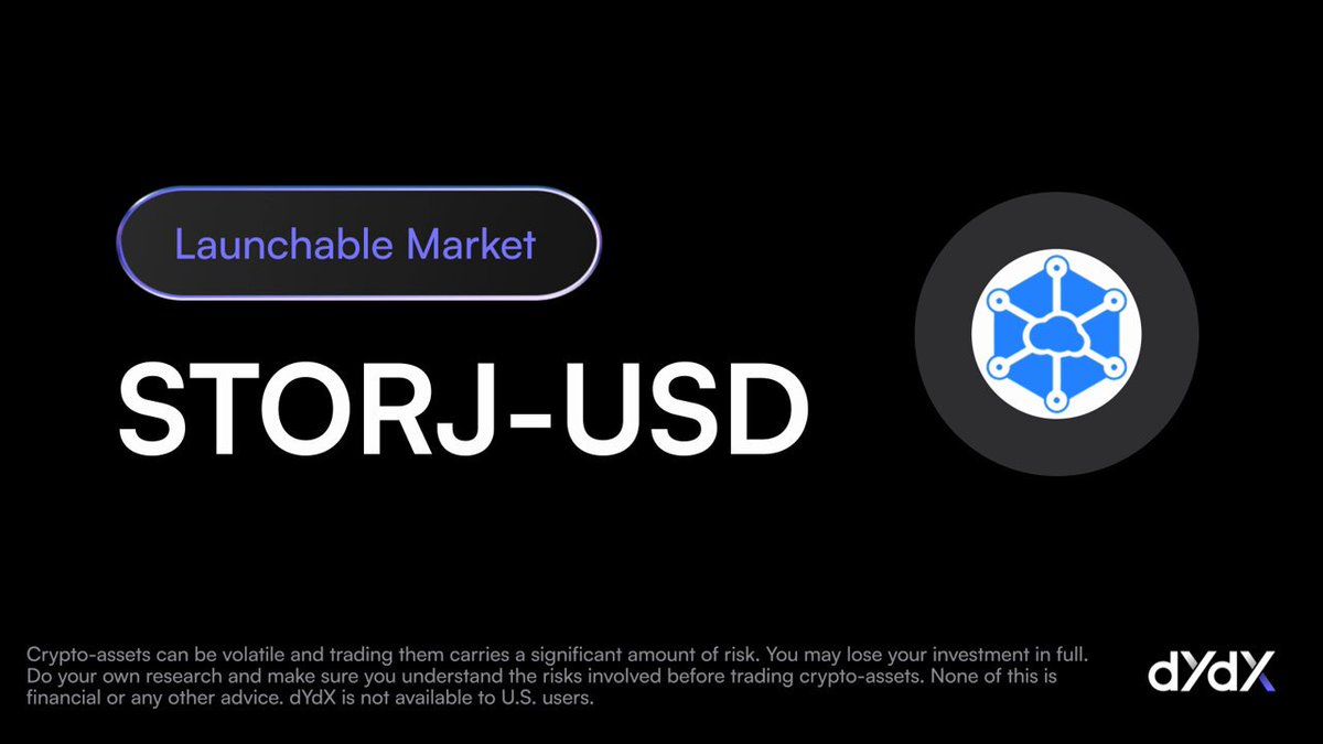 Launchable Market: $STORJ

@storj is now launchable on dYdX!

Start here ➡️ https://t.co/Ahn4xn0rGe ...