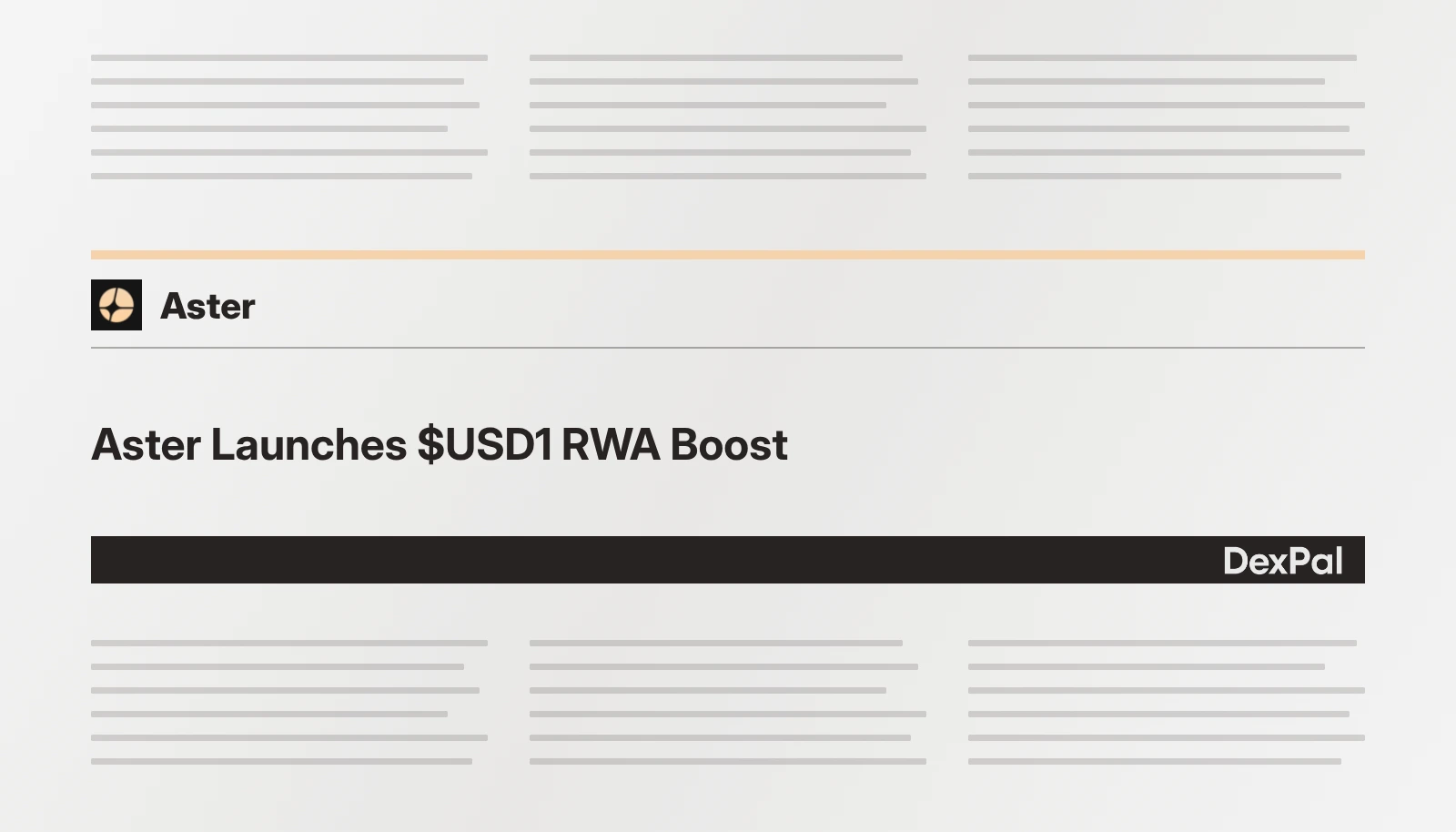 Aster Launches $USD1 RWA Boost