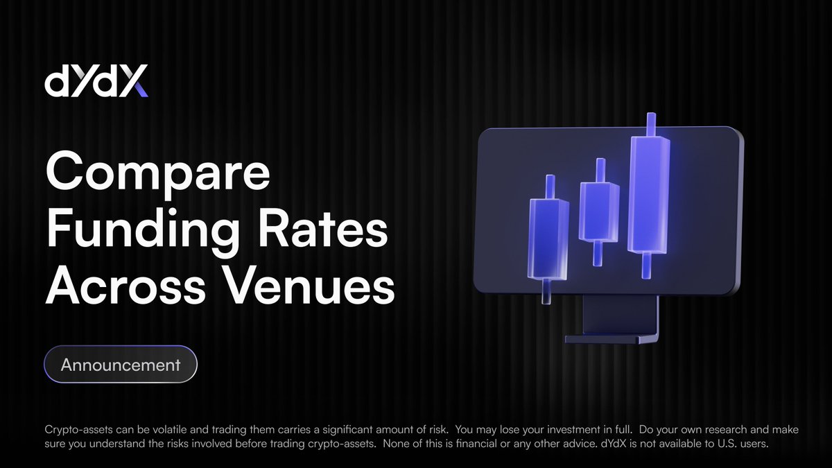 Introducing the dYdX Funding Rate Dashboard.

Built to help traders compare rates across venues and ...
