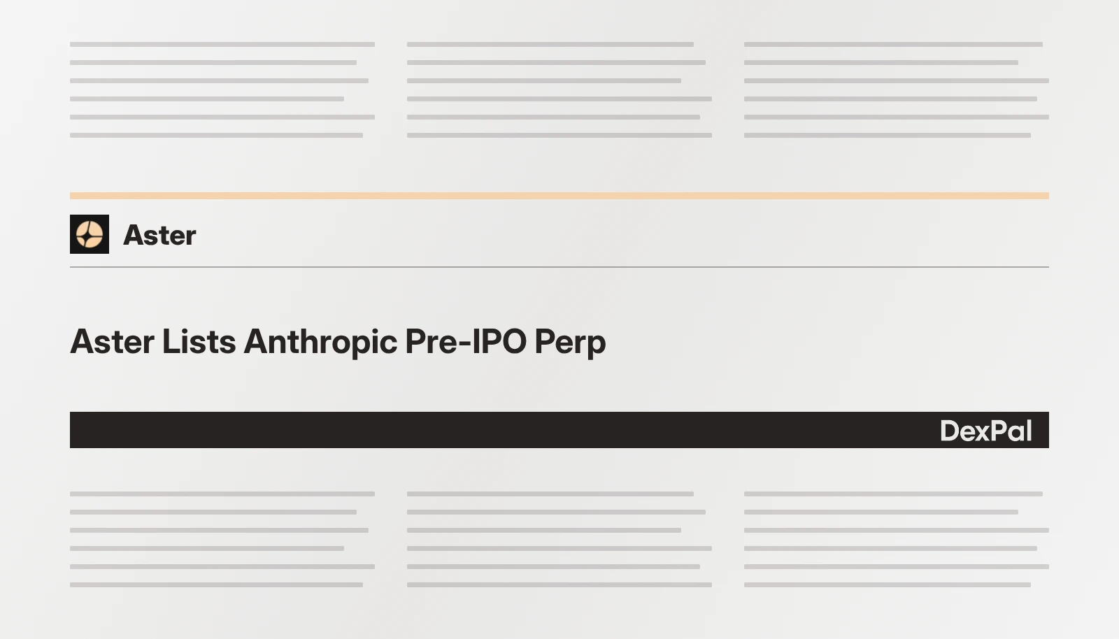 Aster Lists Anthropic Pre-IPO Perp